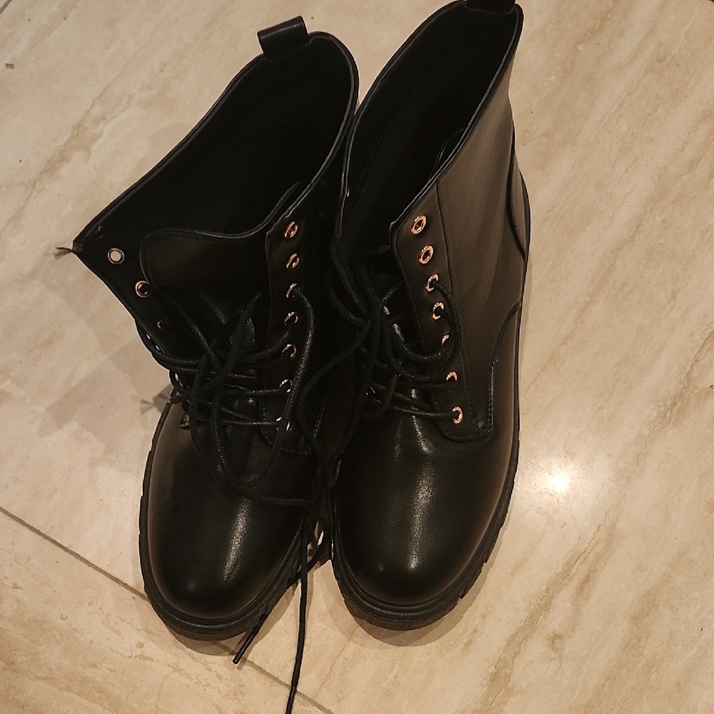 Black Lace-Up Combat Boots